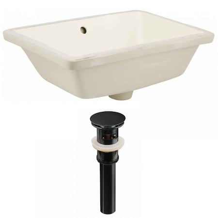 AMERICAN IMAGINATIONS 18.25" W Rectangle Undermount Sink Set In Biscuit, Black Hardware, Overflow Drain Incl. AI-24804